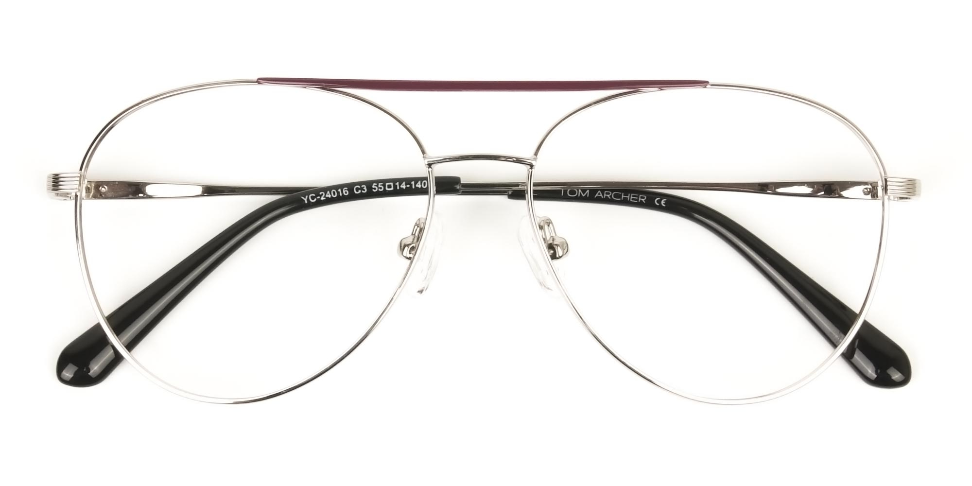 Silver and Brown Flat Bridge Aviator Glasses - 1