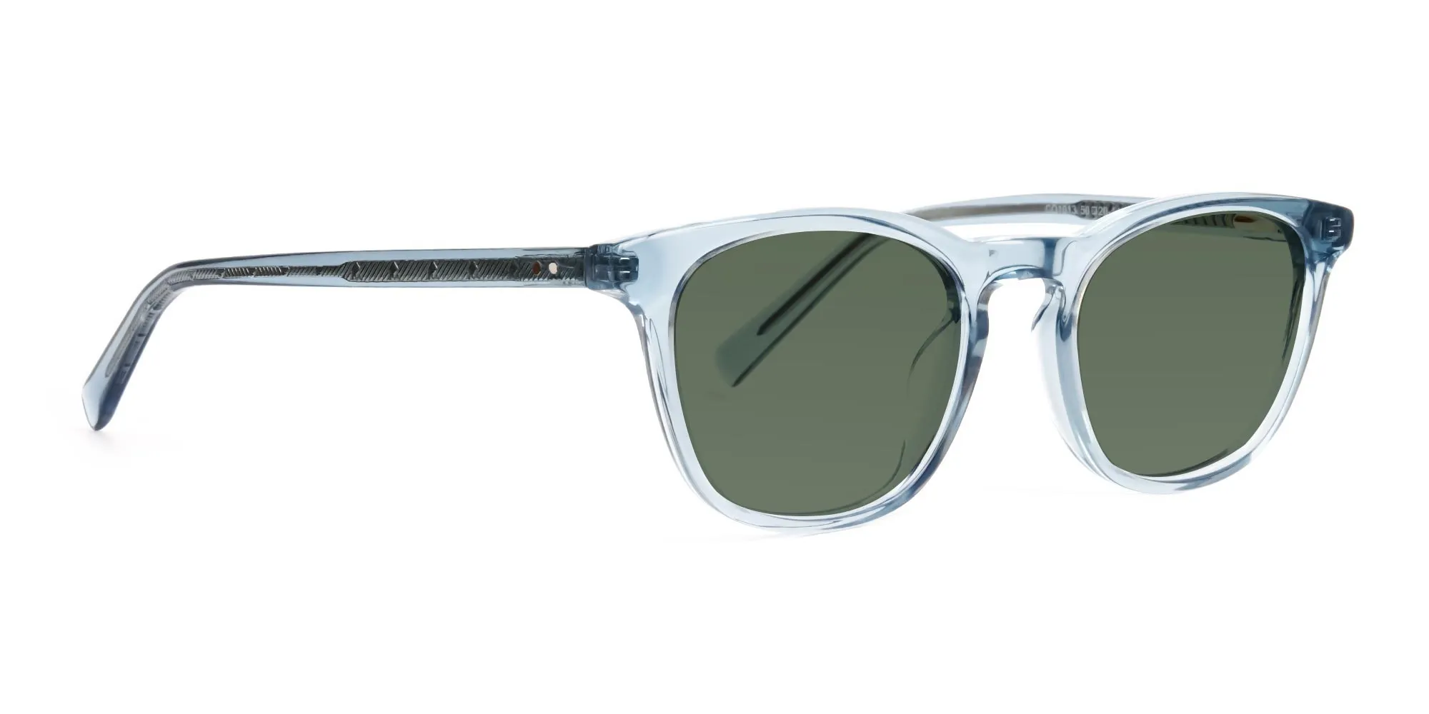 blue transparent square dark green tinted sunglasses-2
