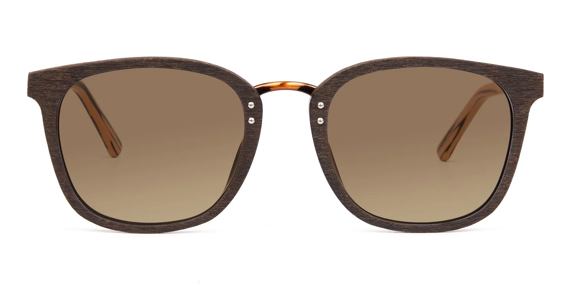 MIDDLEWOOD 62-S - Wooden Brown Square Sunglasses with Brown Tint ...