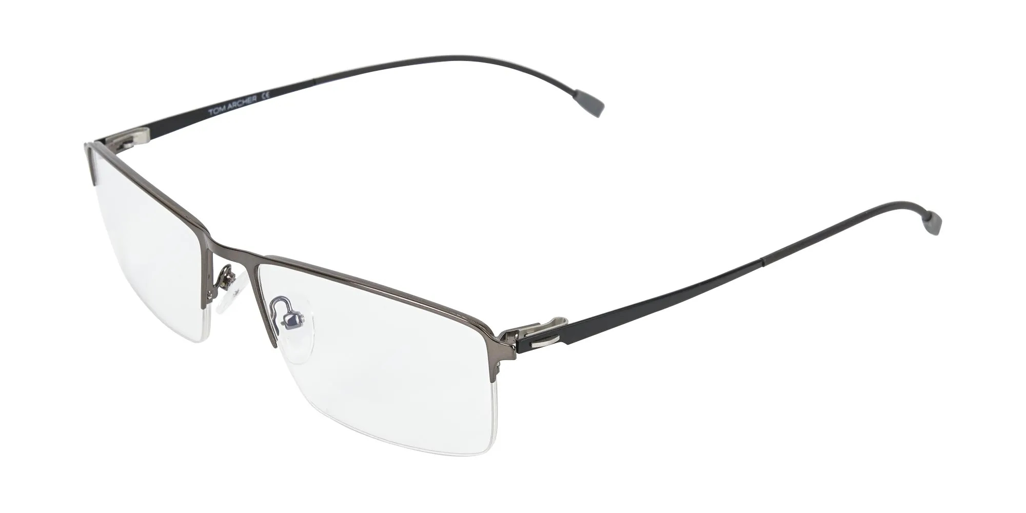 Semi-Rimless Rectangular Glasses in Gunmetal-2