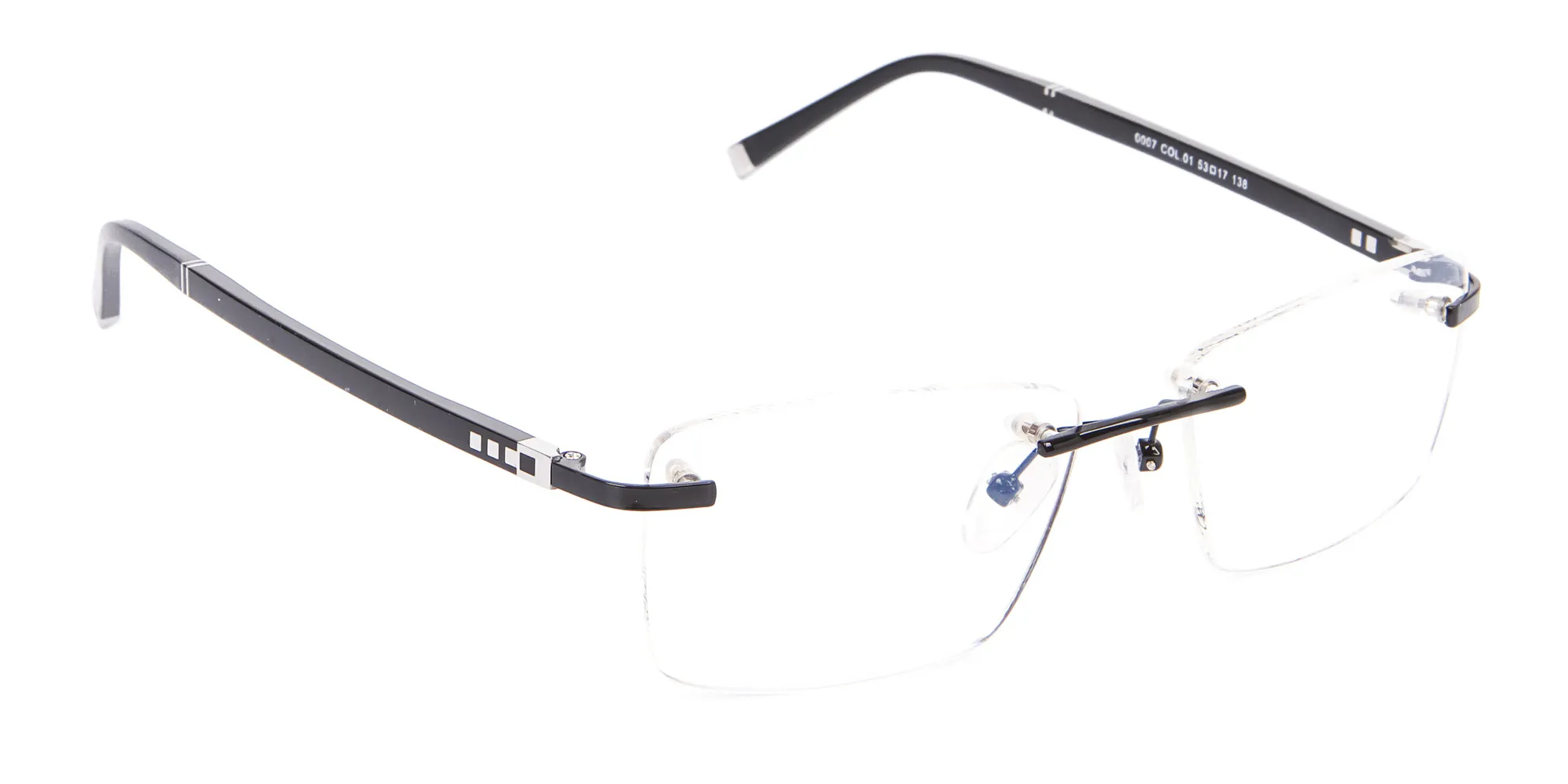 Fine Rectangular Rimless Frame Black-2