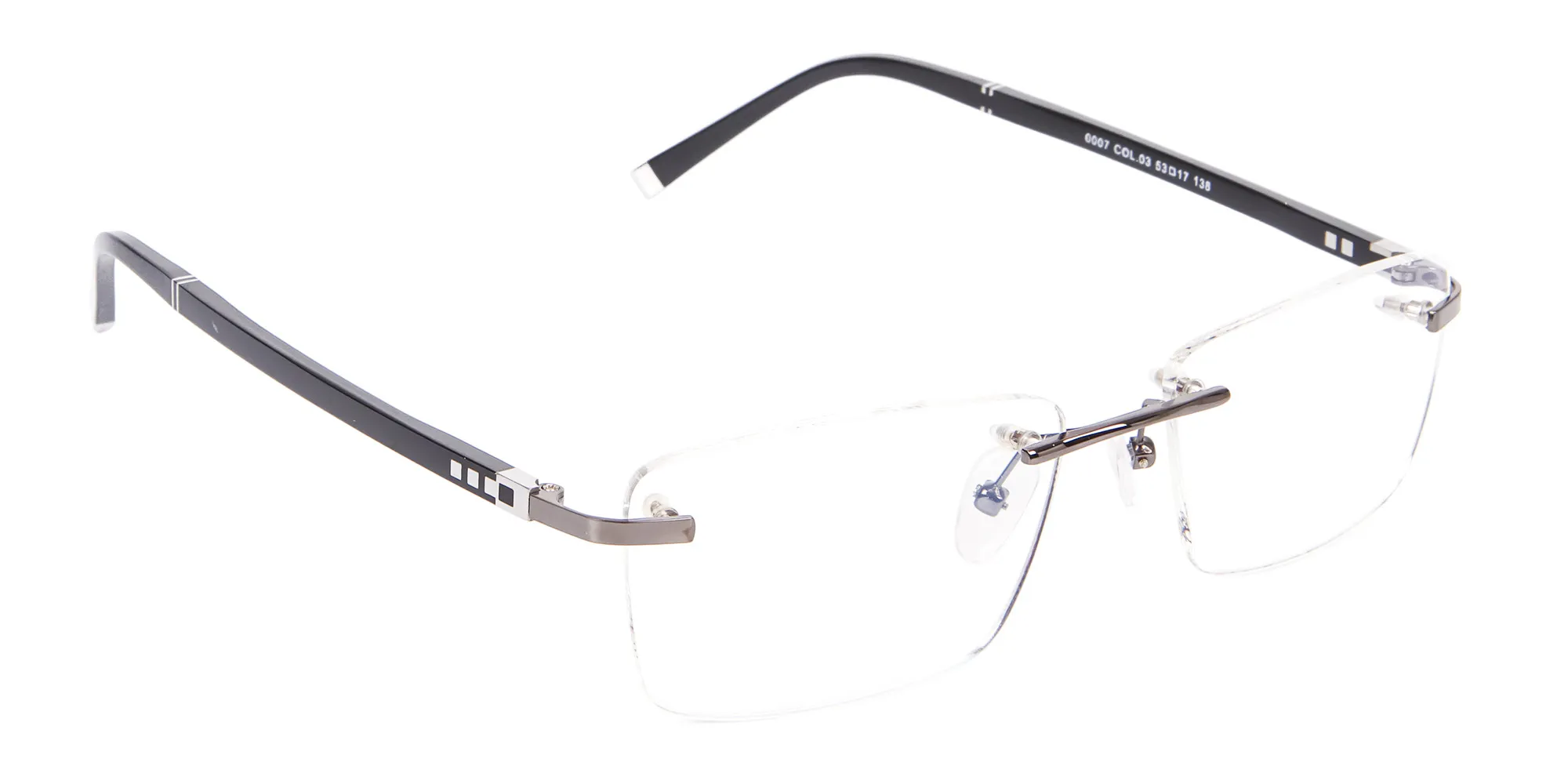 Detailed Rimless Glasses & Ticker Temple-2