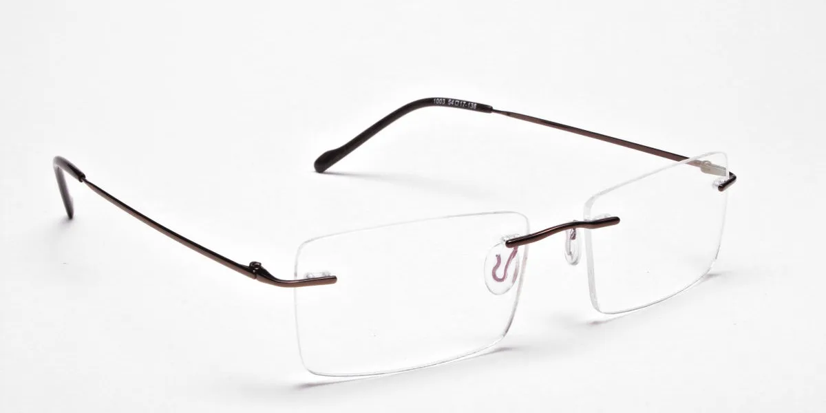 Rimless Glasses in Brown for Men & Women -2