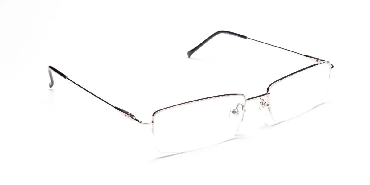 Silver Half-Rim Rectangular Glasses - 2