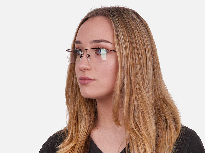 Brown Retro Square Half-rimmed Online UK-1