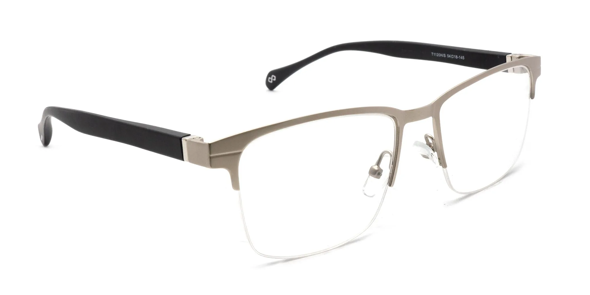 MALDON 5 - Black And Silver Half Rim Rectangular Glasses | Specscart.®