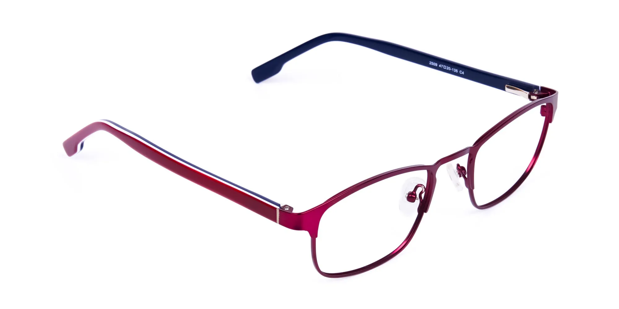 Metallic Red Rectangle Glasses Frames-2