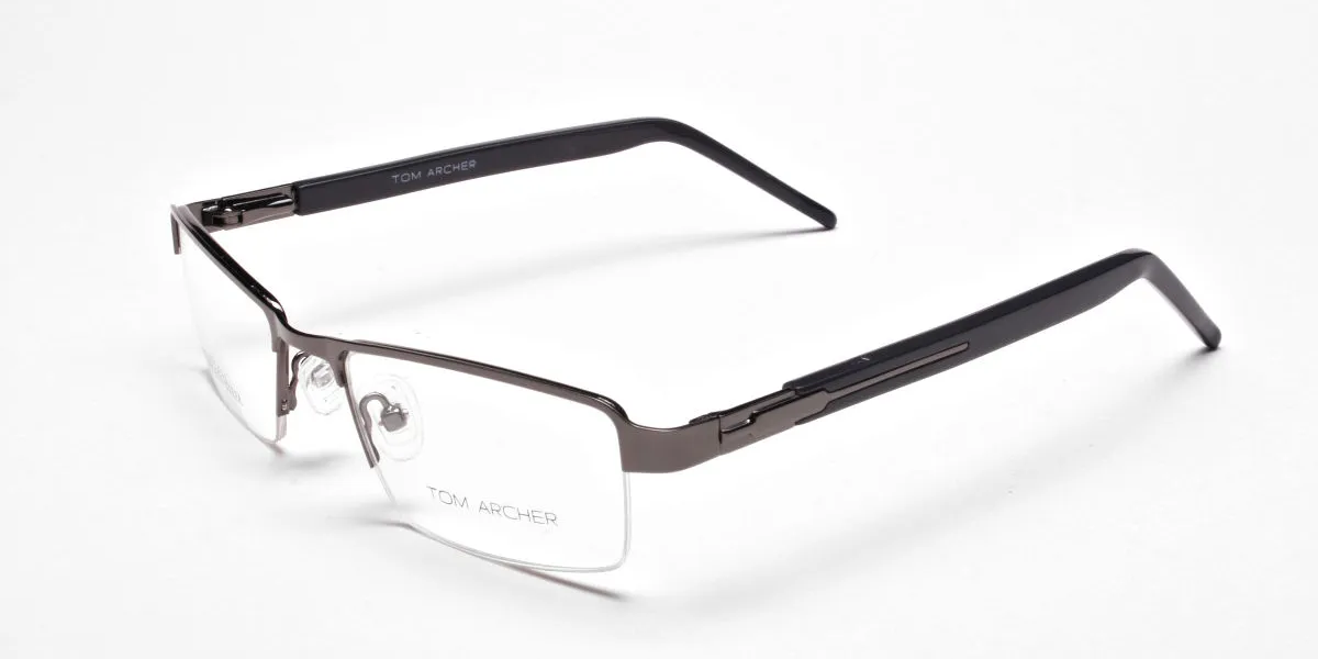 Gunmetal Rectangular Glasses, Eyeglasses -2