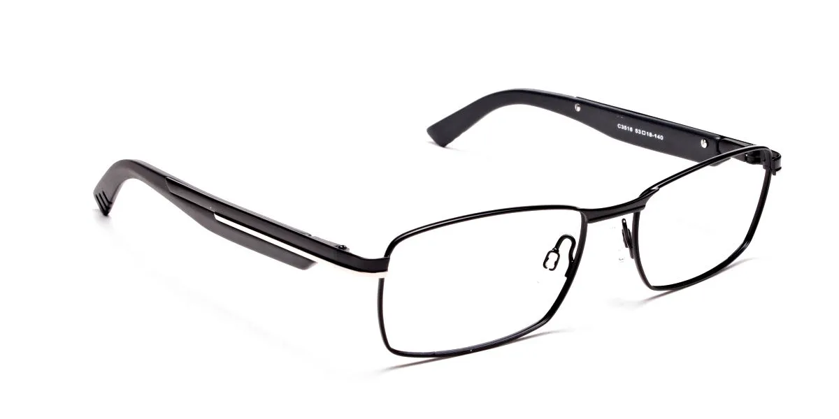 Black Matte Rectangular Glasses -2