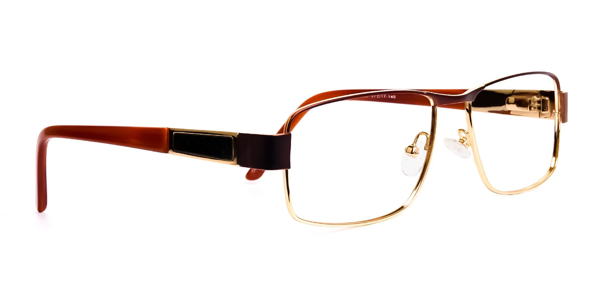brown and gold rectangular full rim rectangular glasses frames-2
