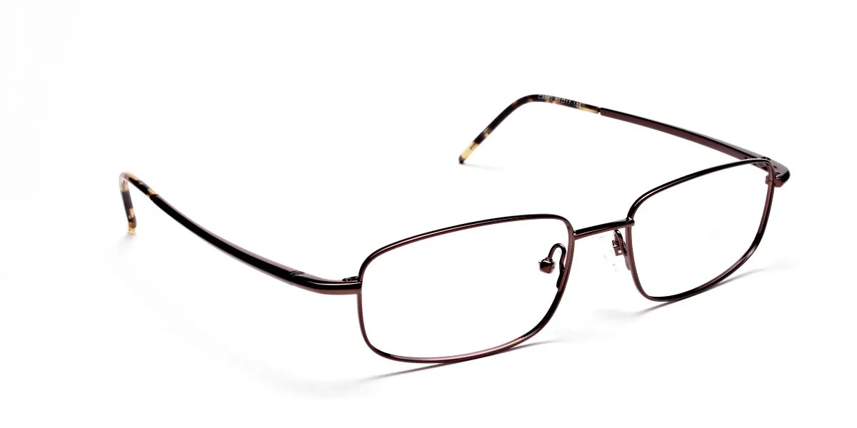 Rectangular Eyeglasses in Brown, Eyeglasses - 2