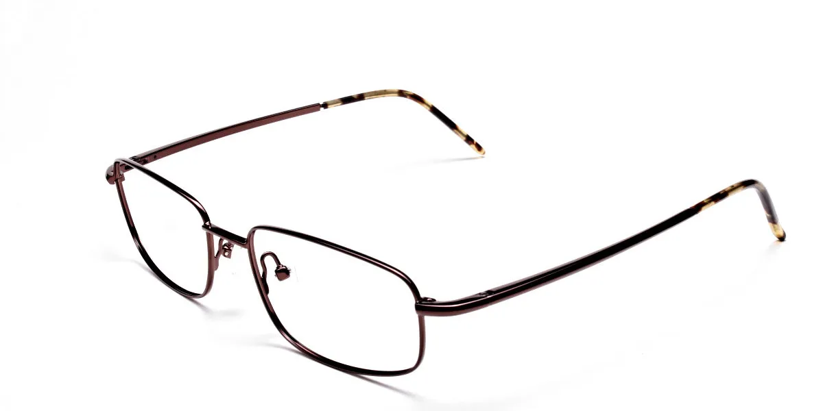 Rectangular Eyeglasses in Brown, Eyeglasses - 2