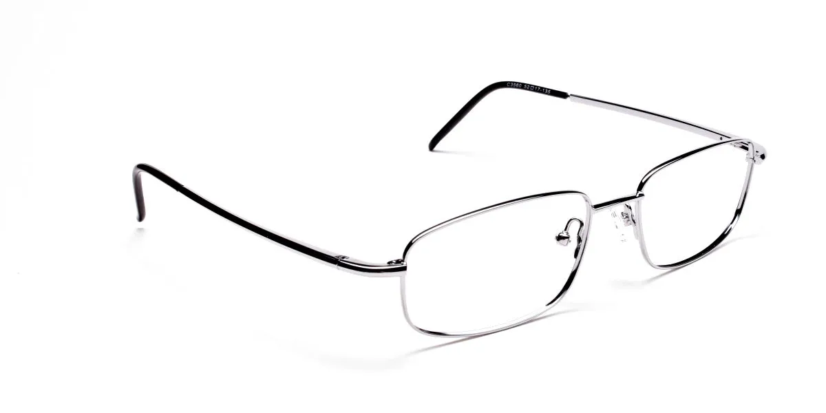Silver Rectangular Eyeglasses Frame in Metal  - 2