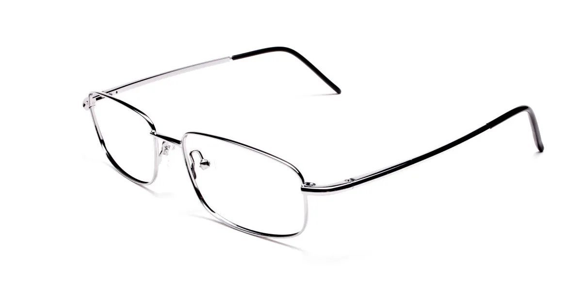 Silver Rectangular Eyeglasses Frame in Metal  - 2