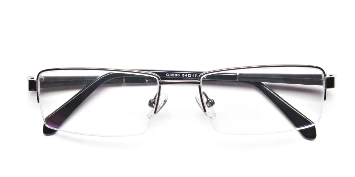 Gunmetal Rectangular Glasses, Eyeglasses -2