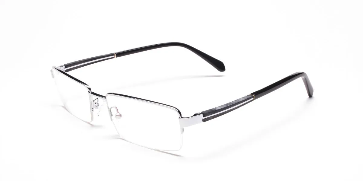 Silver Rectangular Glasses, Eyeglasses -2