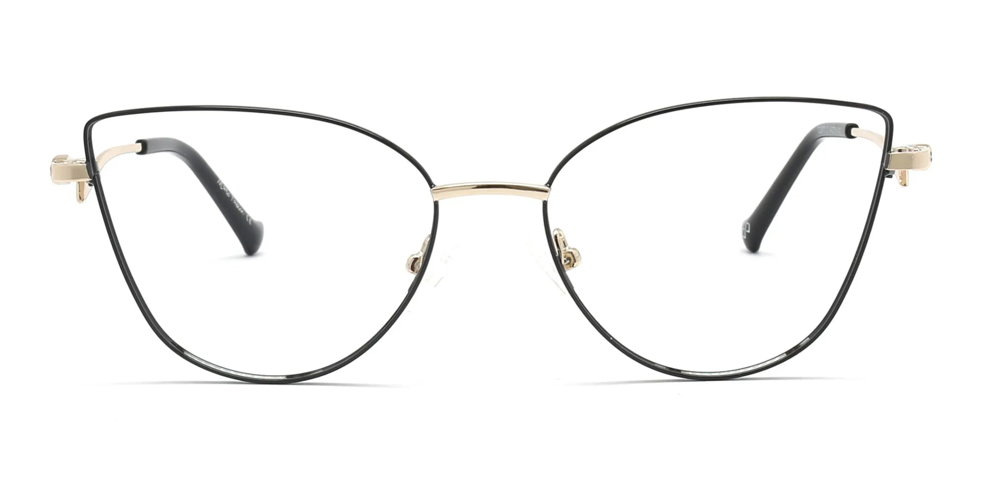 Black & Champagne Gold Cat Eye Glasses-2