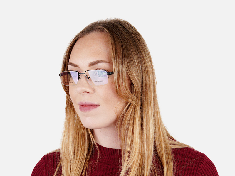 simple black half rim rectangular glasses frames -1