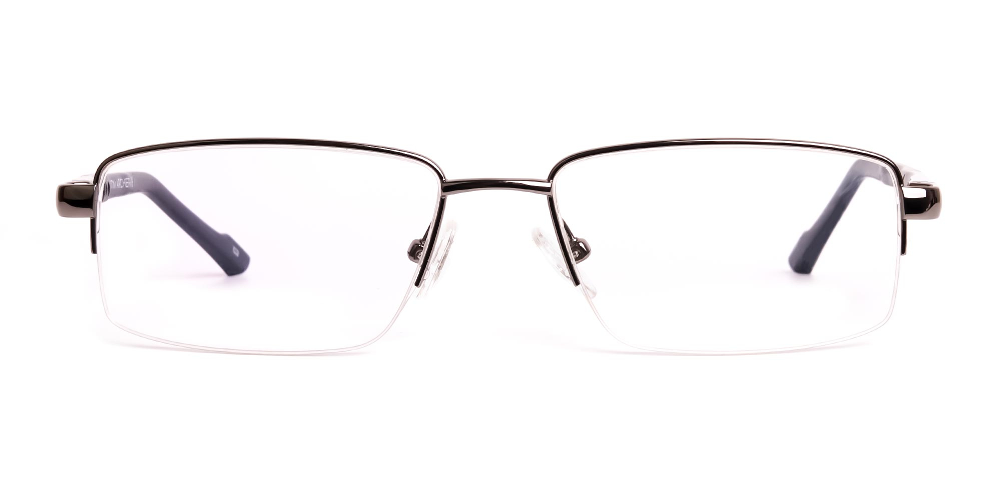 gunmetal and black half rim rectangular glasses frames-1