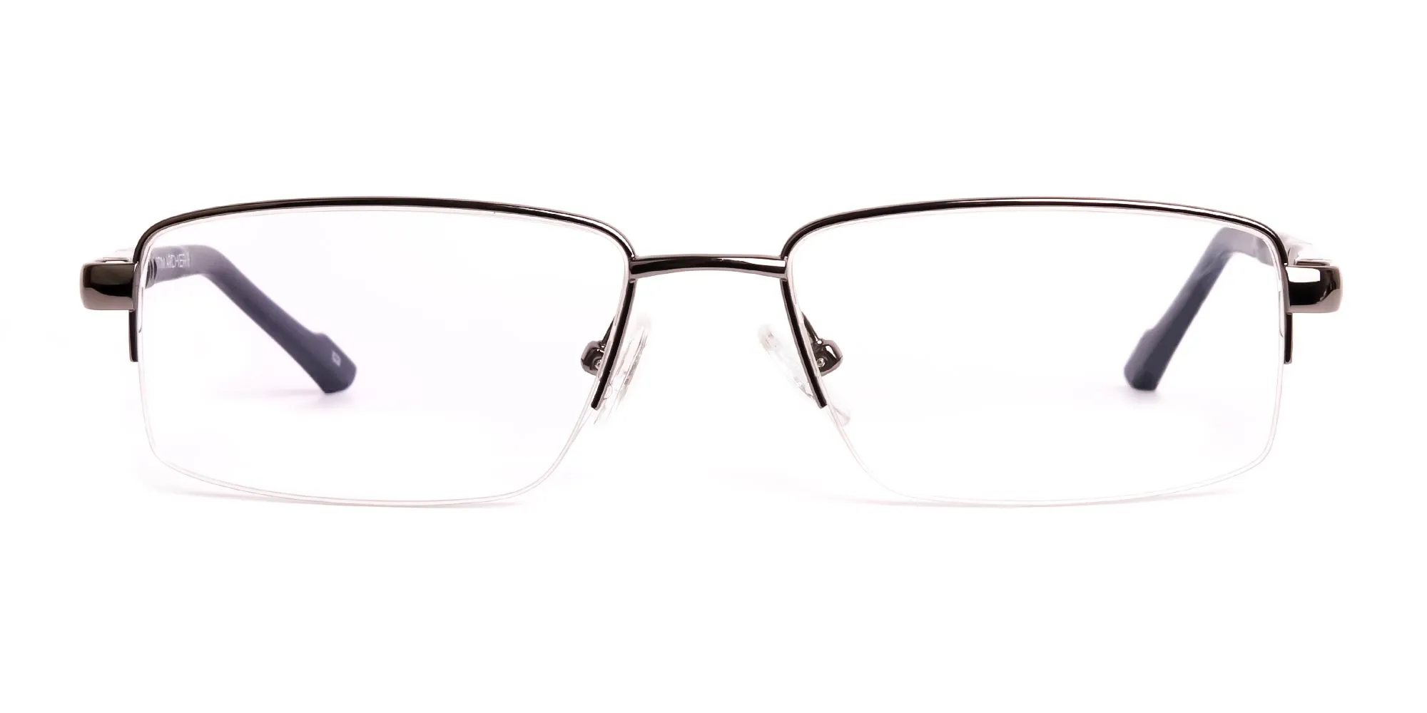 gunmetal and black half rim rectangular glasses frames -2