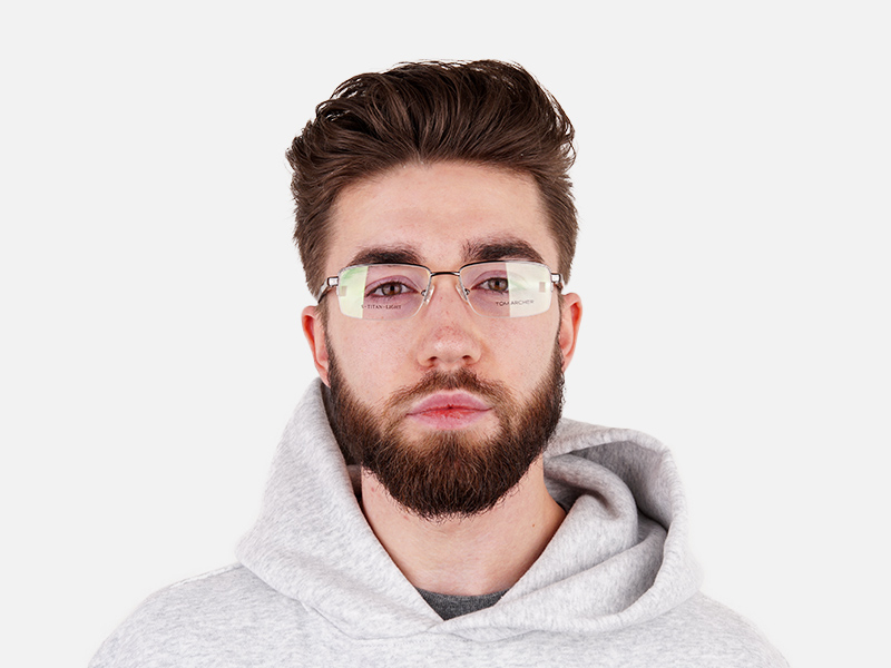 gunmetal and black half rim rectangular glasses frames-1