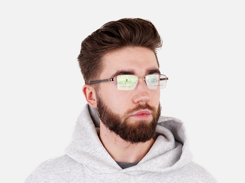 gunmetal and black half rim rectangular glasses frames-1