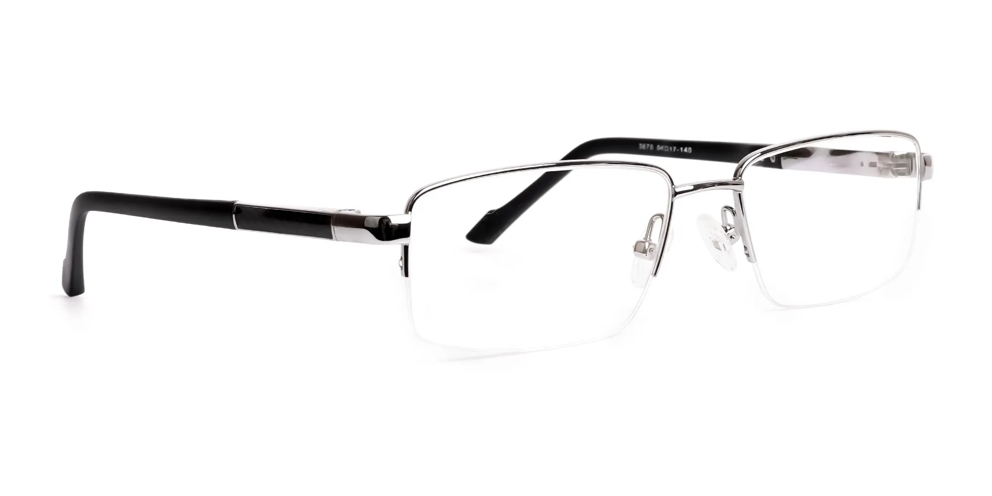 silver and black half rim rectangular glasses frames  -2