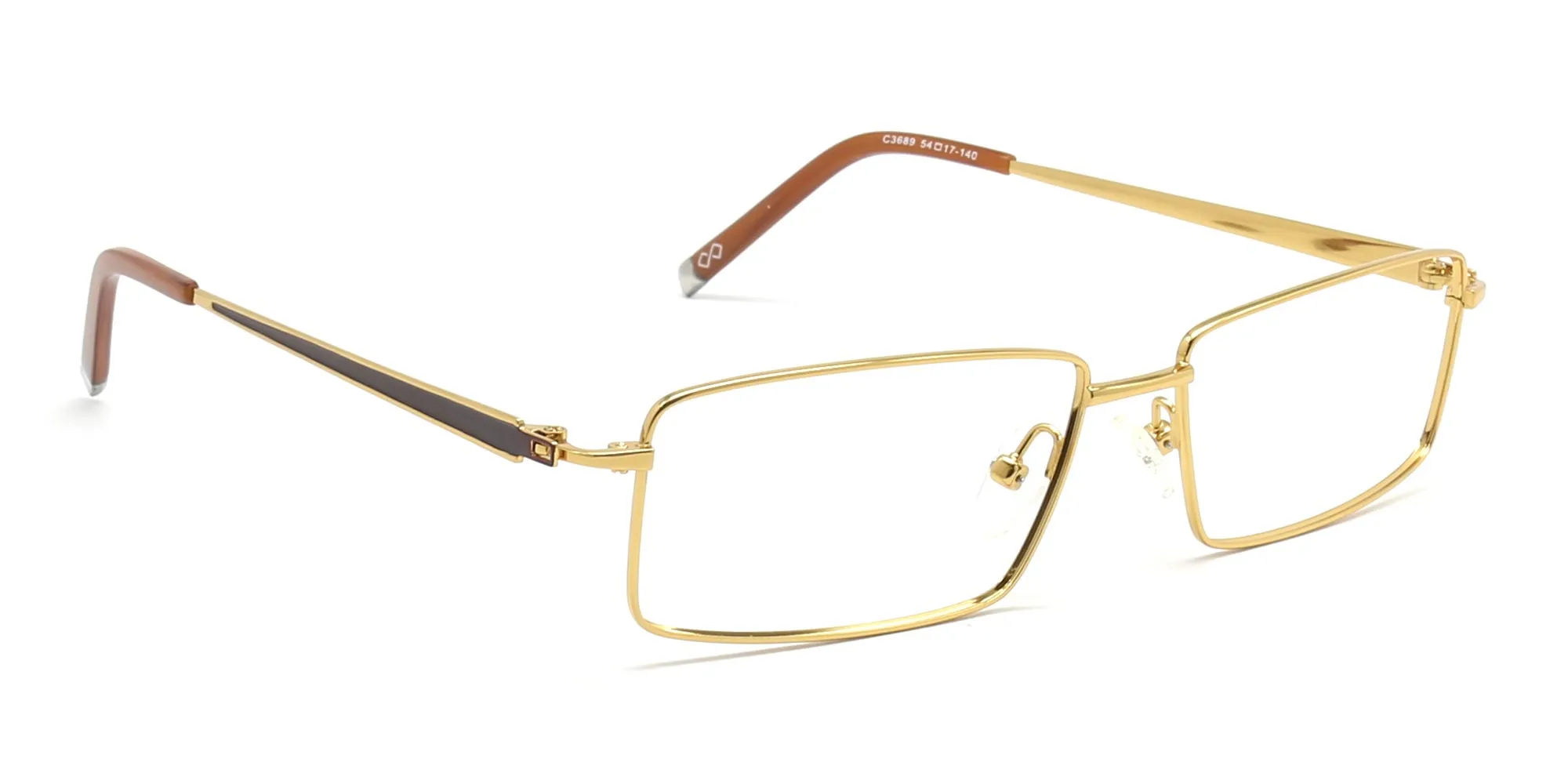 gold classic titanium rectangle eyeglasses-2