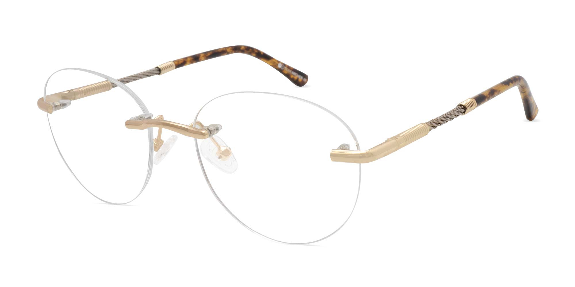 Round Rimless Glasses Gold-1