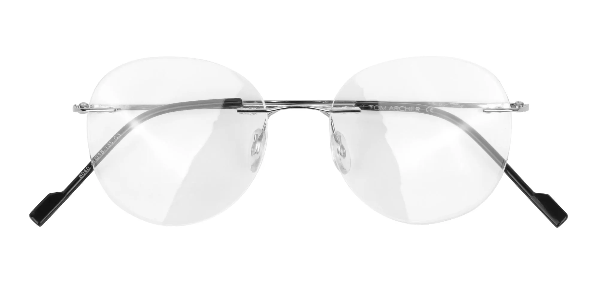 Silver Rimless Round Glasses in Metal-2