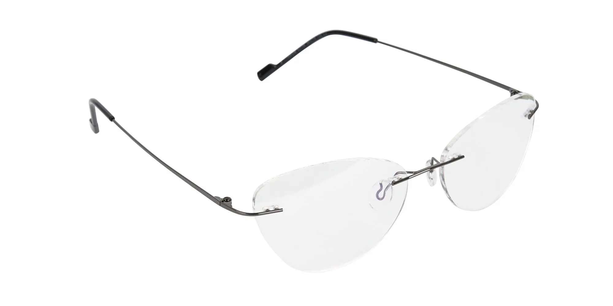 Gunmetal Rimless Cat-Eye Glasses -2
