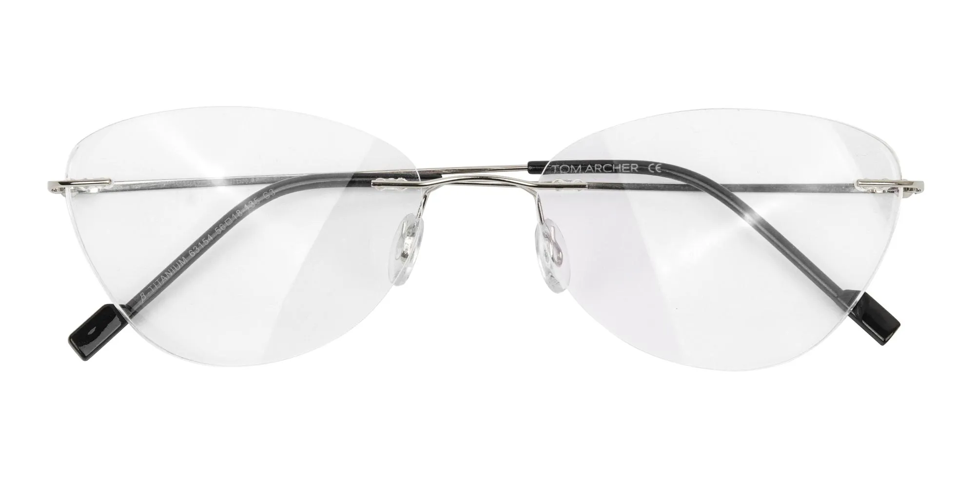 Rimless Cat-Eye Glasses in Silver Metal-2