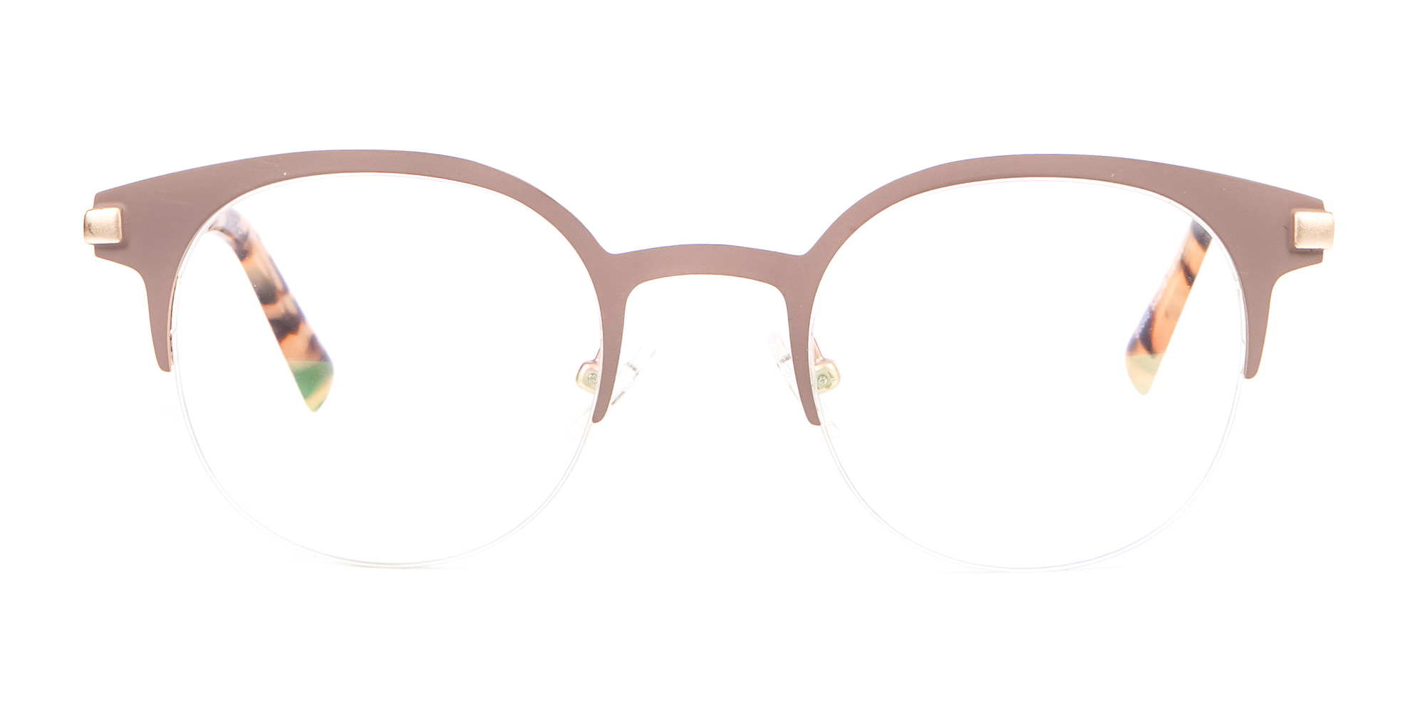 Nude & Tortoiseshell Round Half-rimmed Frame-1