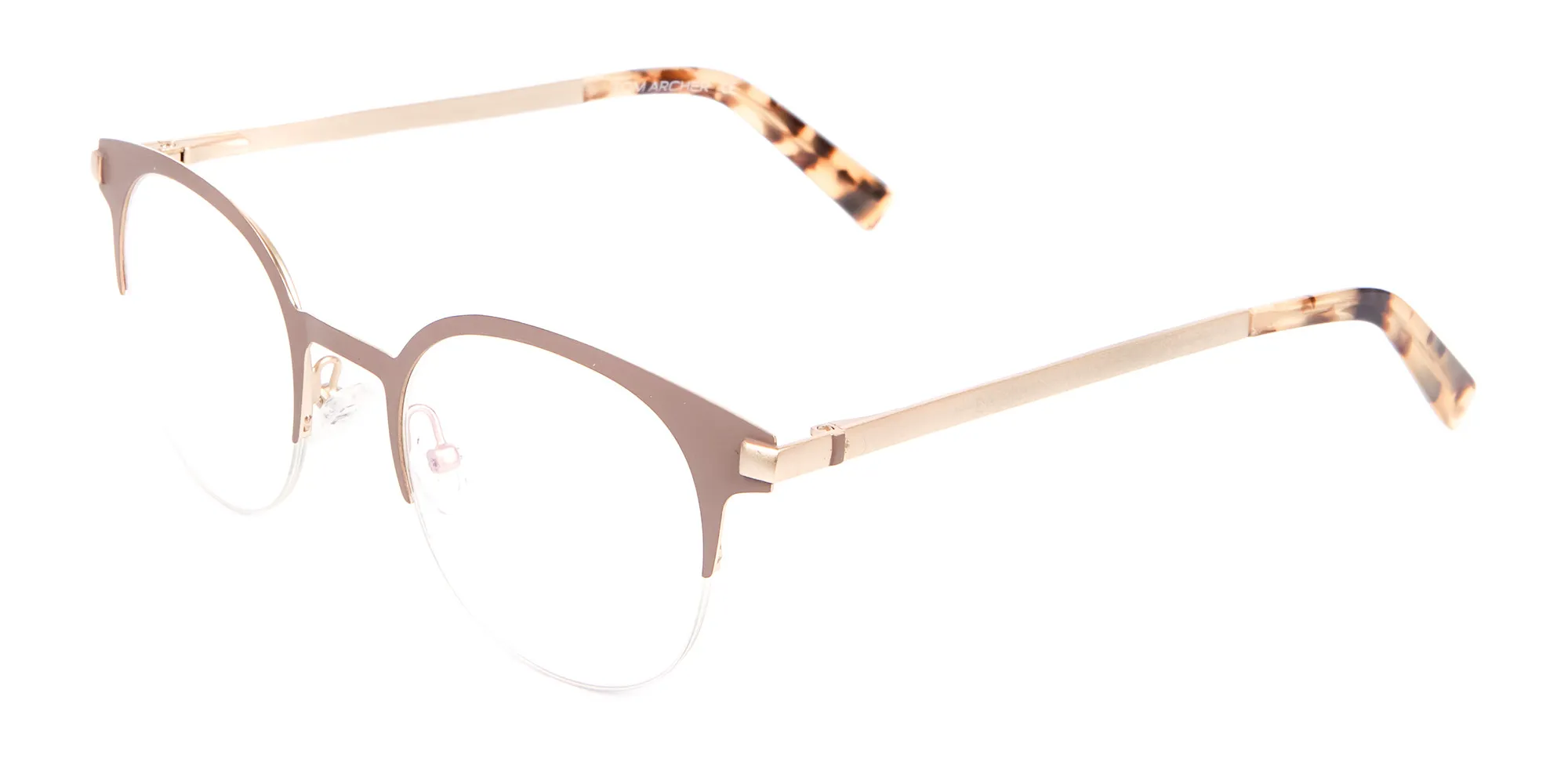 Nude & Tortoiseshell Round Half-rimmed Frame-2