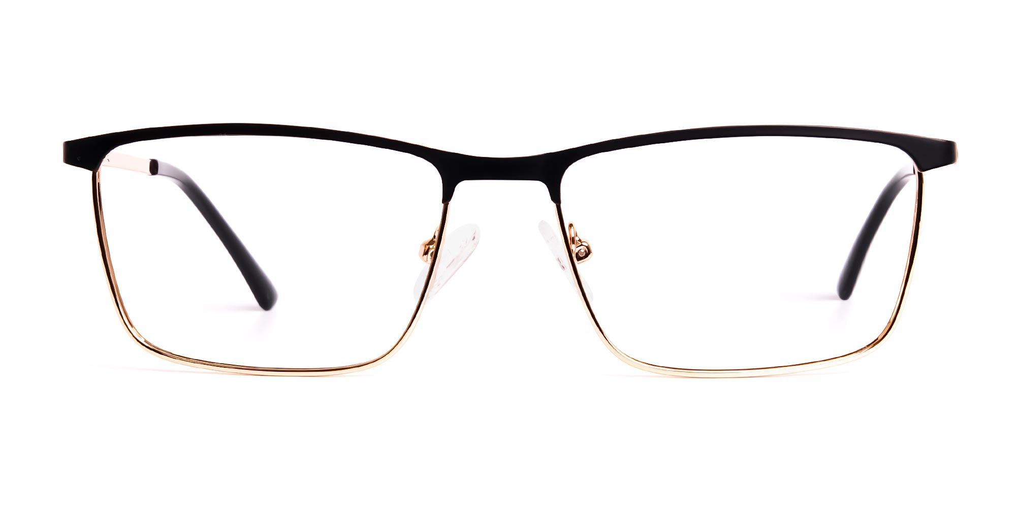 black and gold metal rectangular full rim glasses frames-1