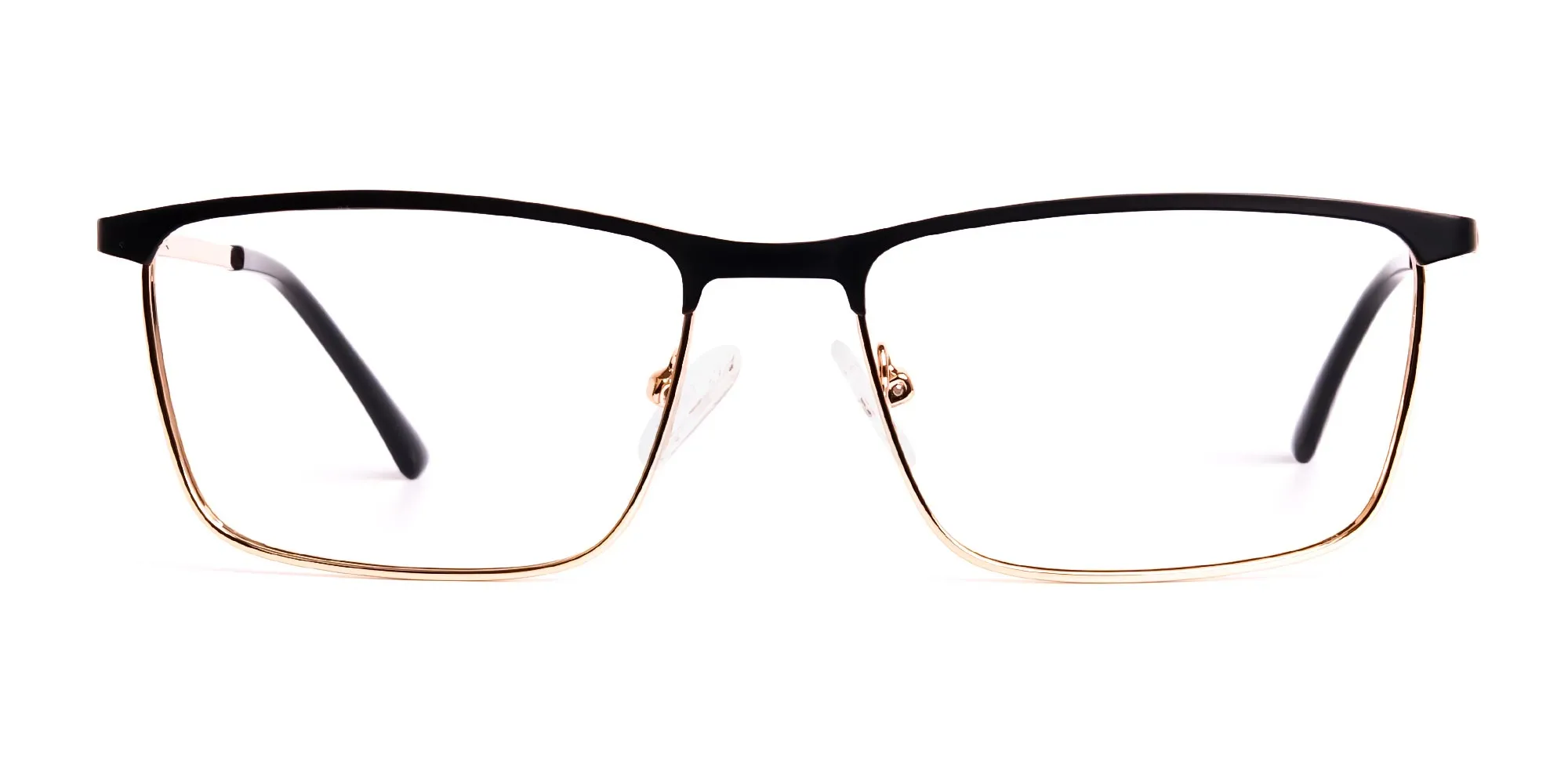 black and gold metal rectangular full rim glasses frames-2
