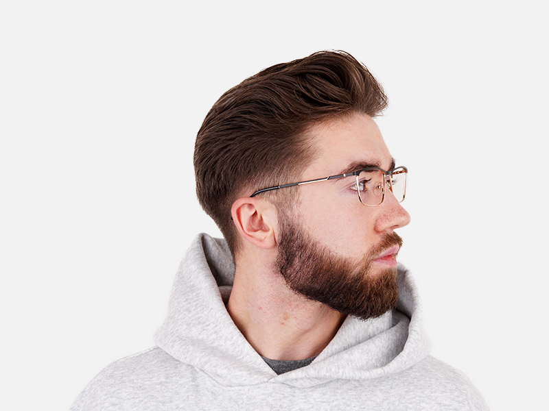 black and gold metal rectangular full rim glasses frames-1