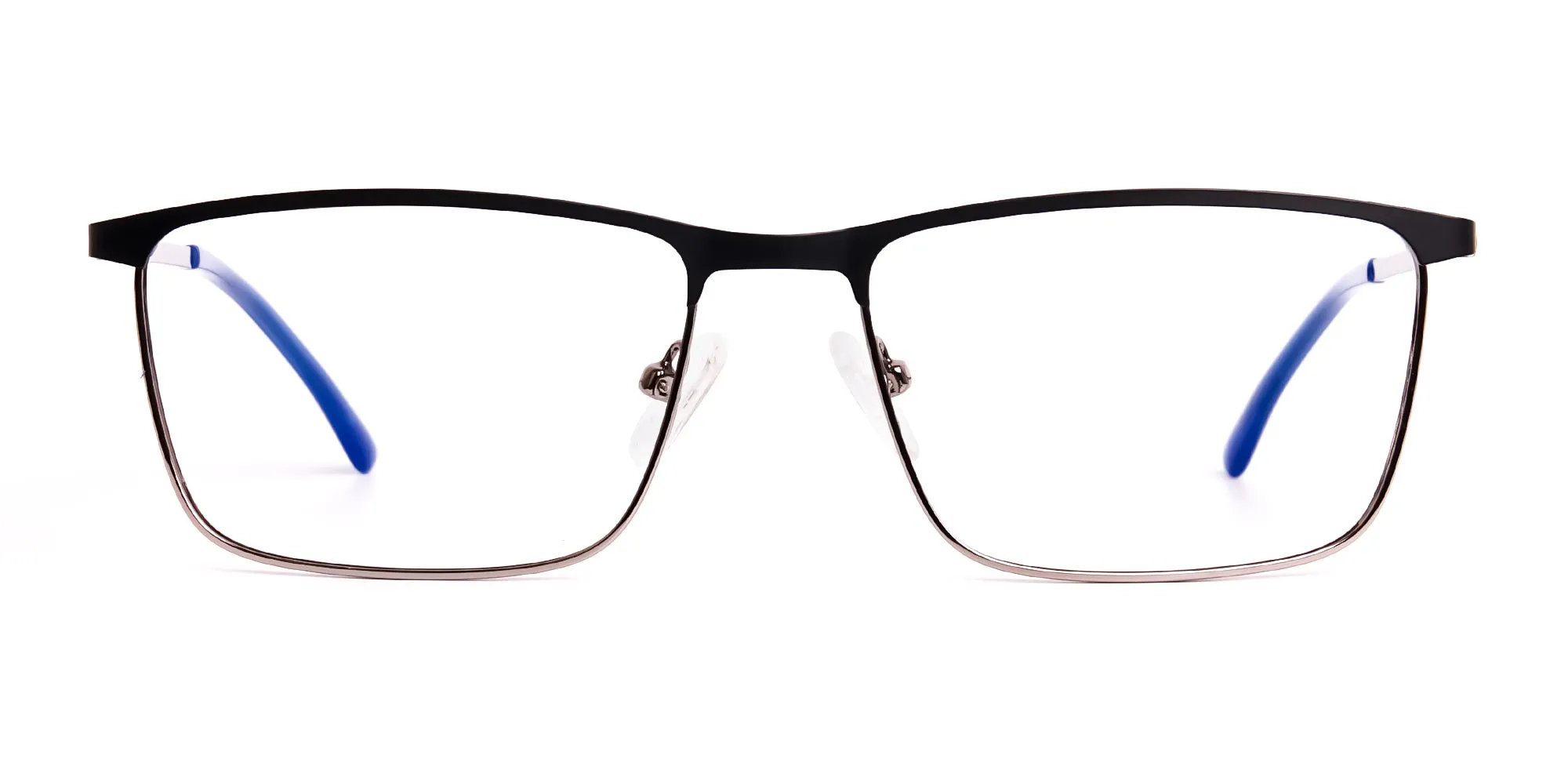 black and blue gunmetal rectangular full rim glasses frames-2