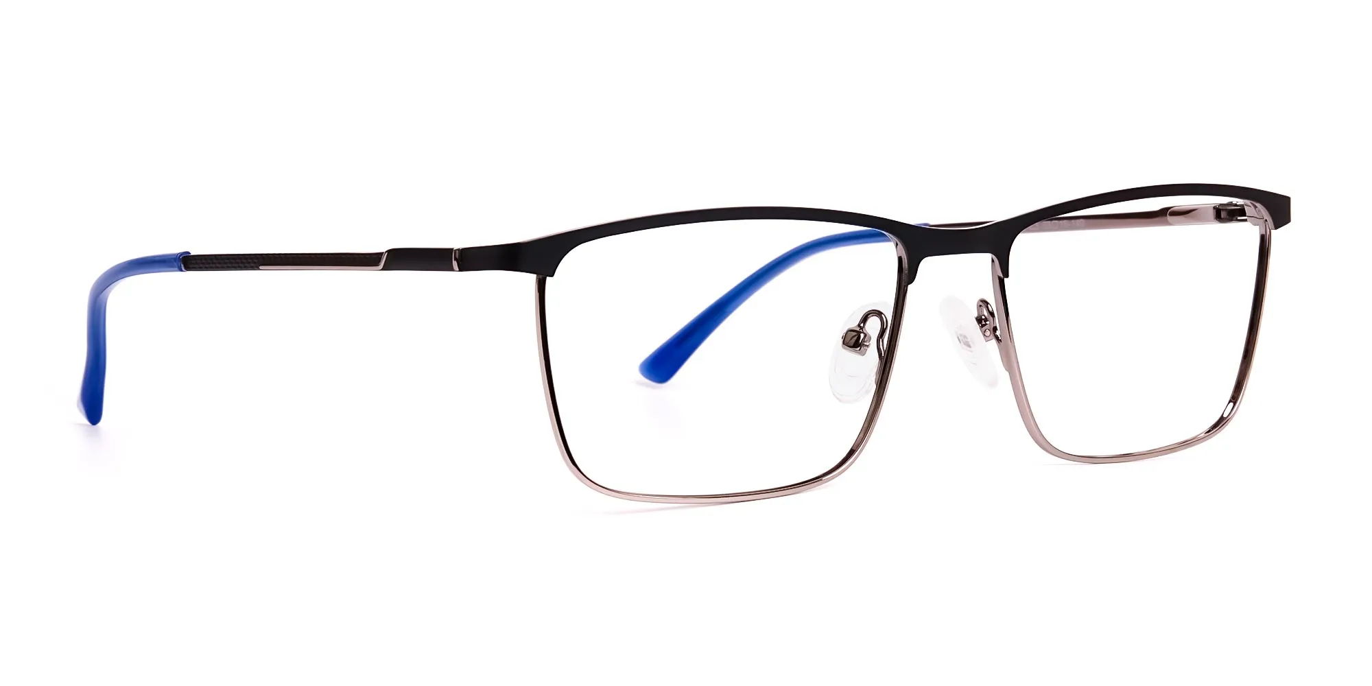 black and blue gunmetal rectangular full rim glasses frames-2