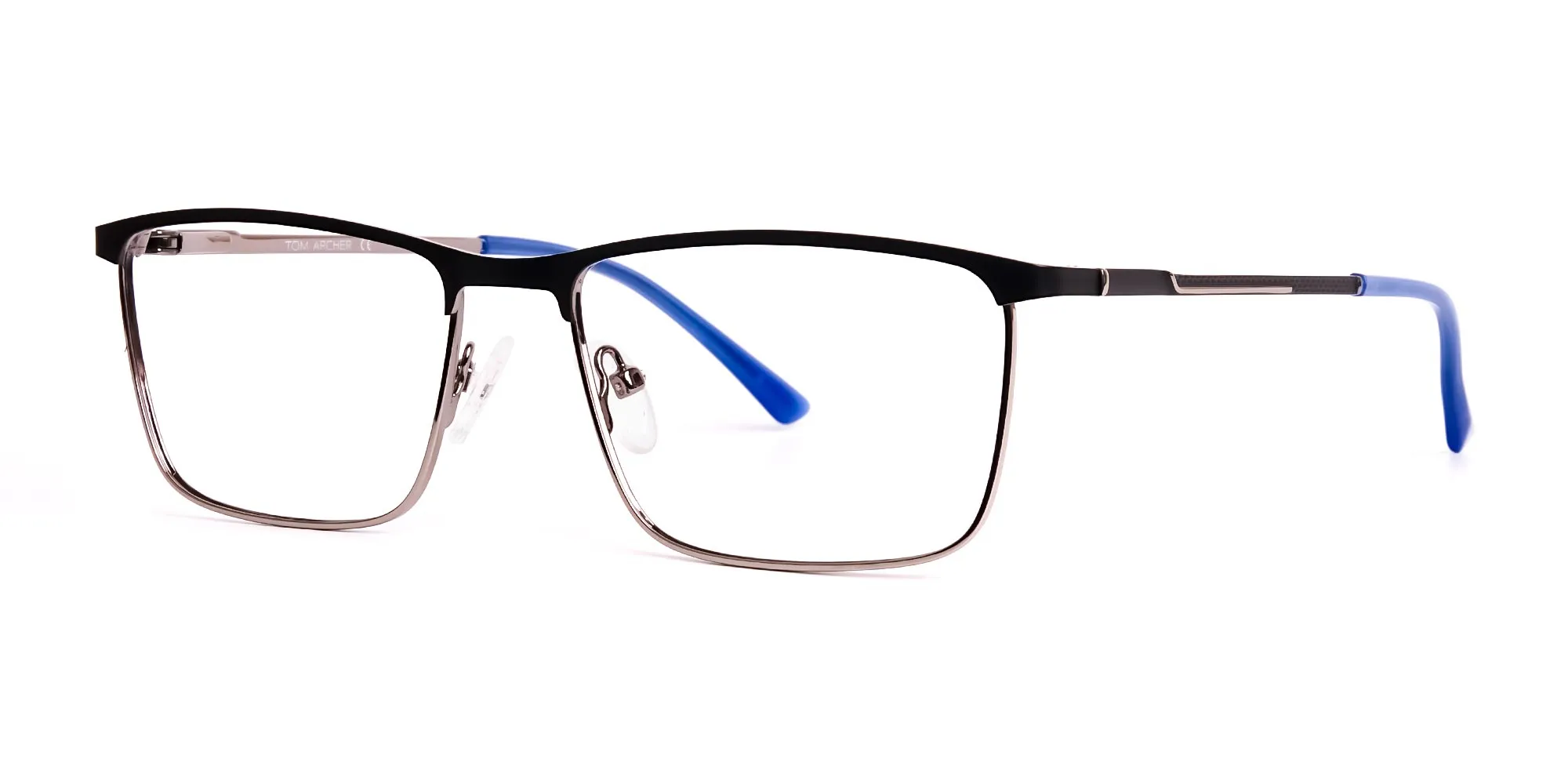 black and blue gunmetal rectangular full rim glasses frames-2