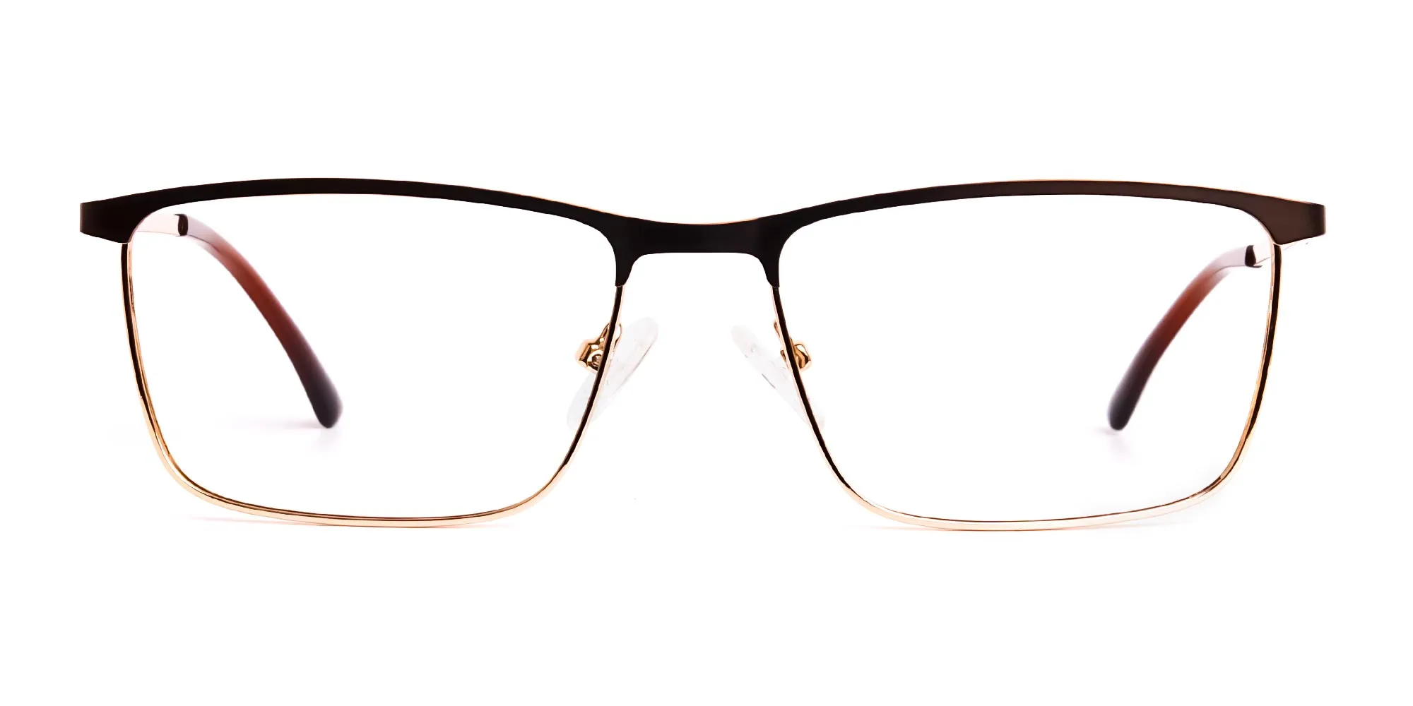 Dark Brown & Gold Rectangular Glasses-2