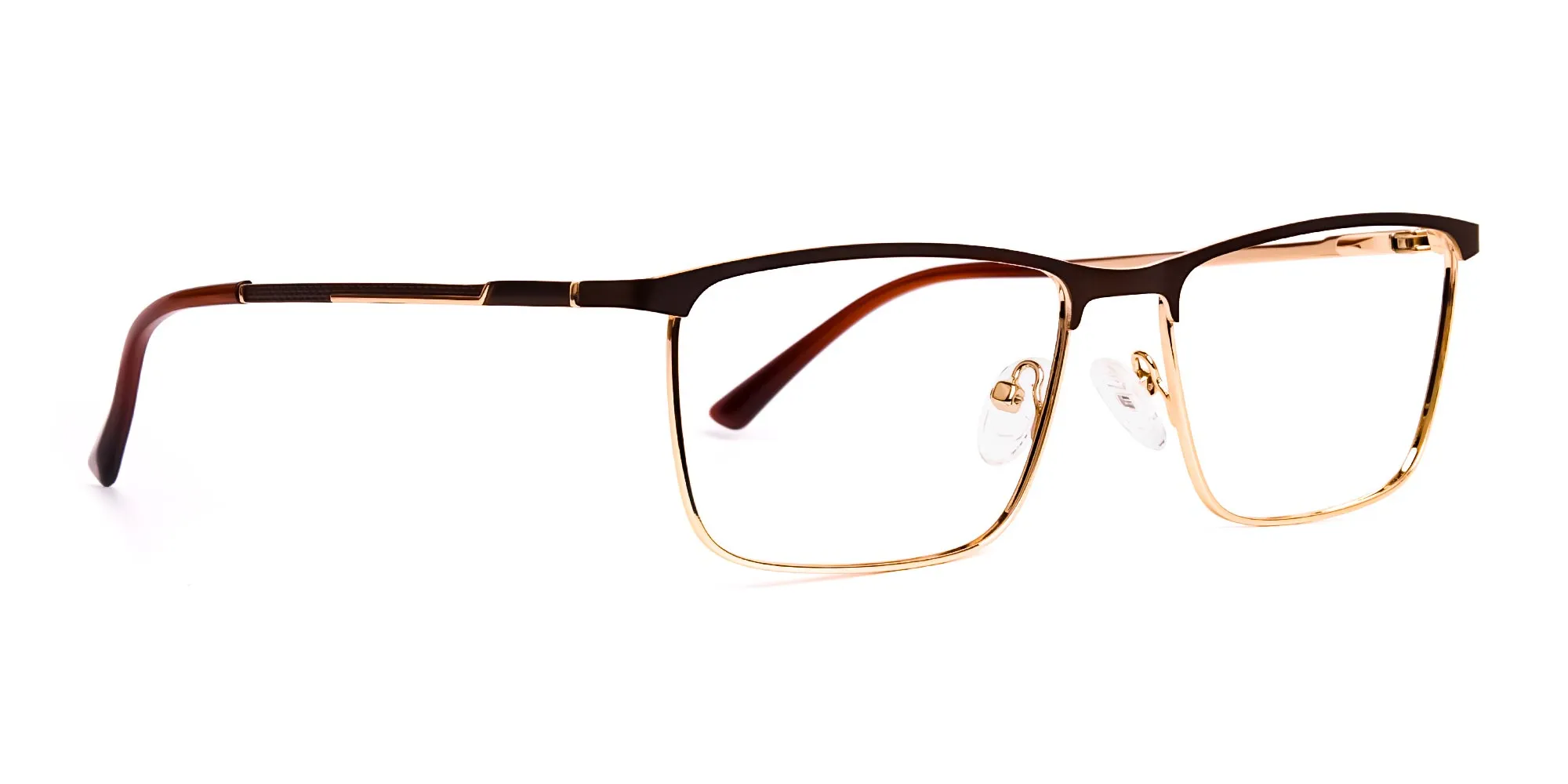 Dark Brown & Gold Rectangular Glasses-2