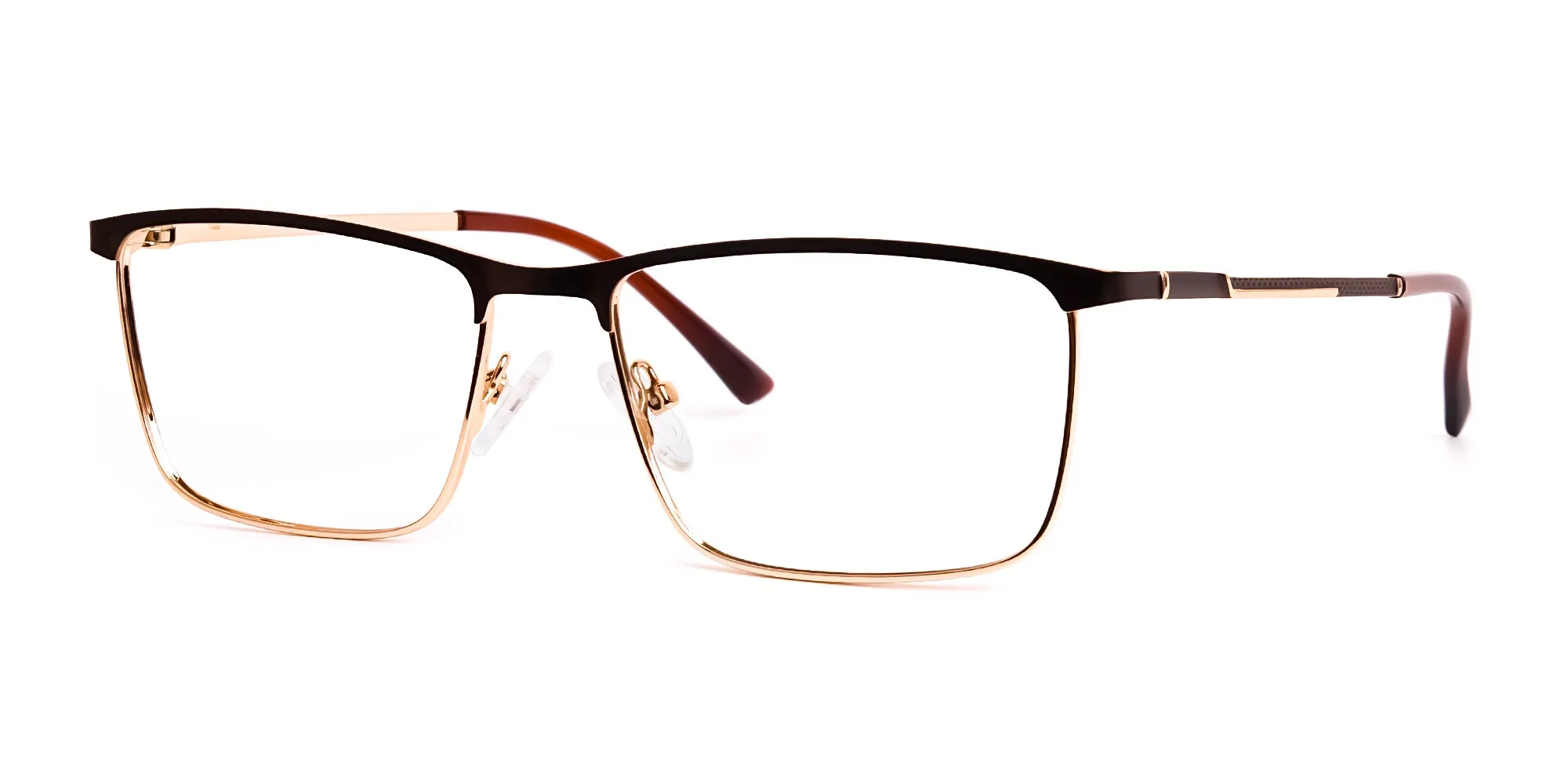 Dark Brown & Gold Rectangular Glasses-2