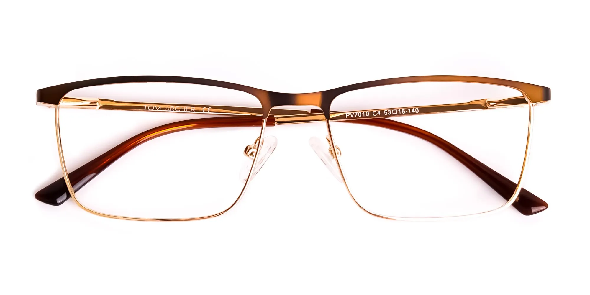 Dark Brown & Gold Rectangular Glasses-2