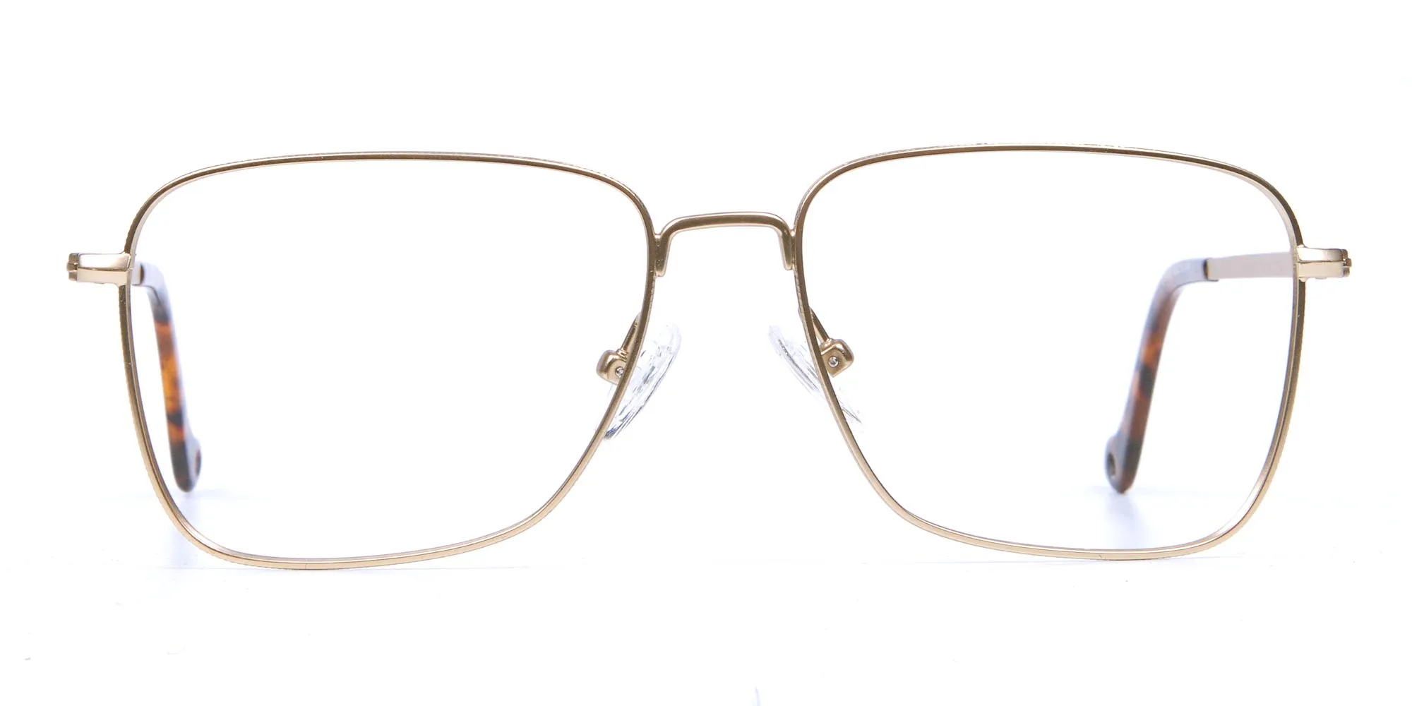 Retro Glasses Frame in Gold Metal with Tortoise Temple Tips, Eyeglasses -2