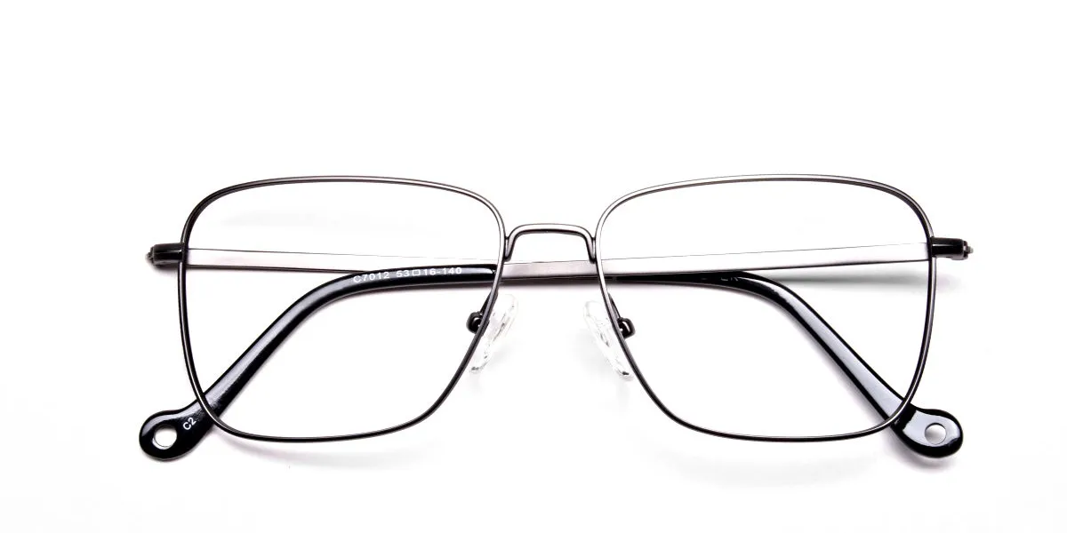 Gunmetal Square Glasses, Eyeglasses -2
