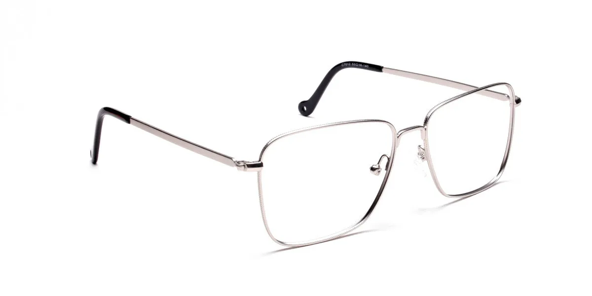 Silver Rectangular Glasses, Eyeglasses -2