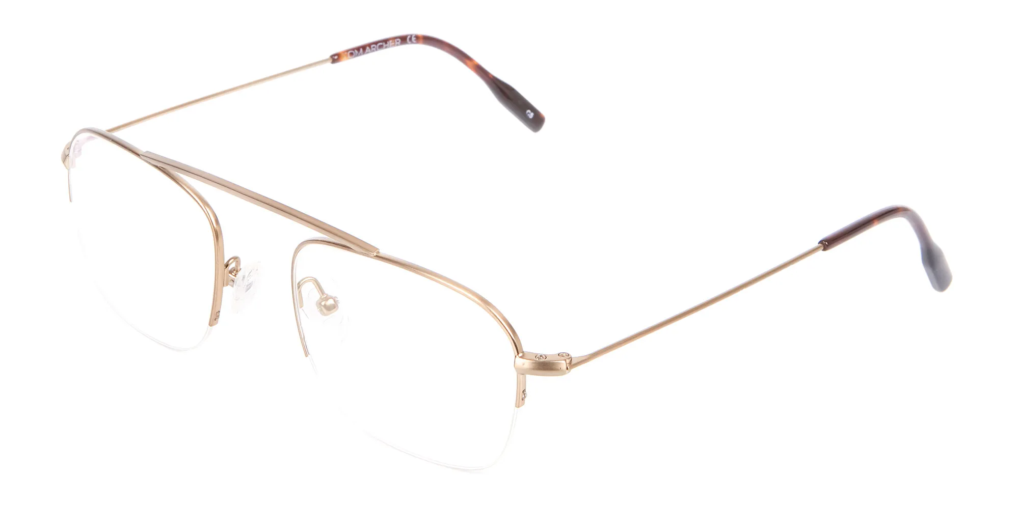 Gold Featured Metal Half-Rimmed Glasses-2