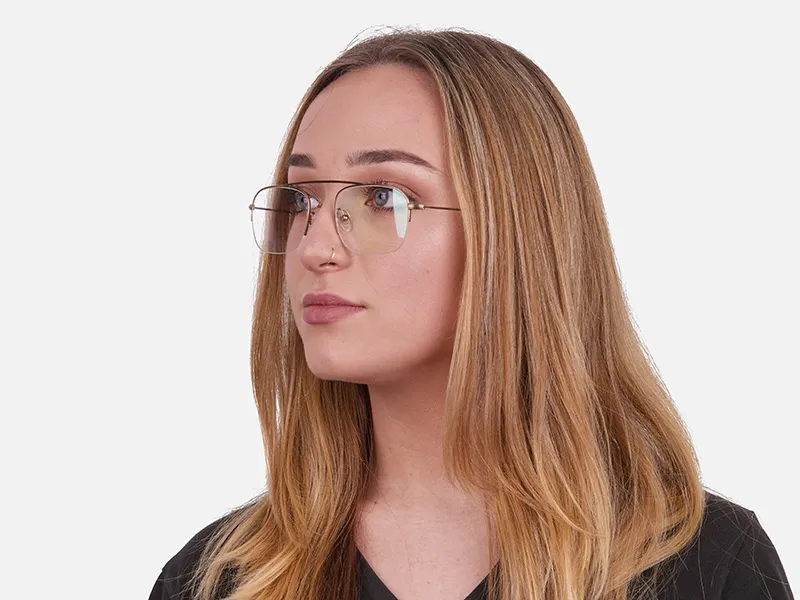 Gold Featured Metal Half-Rimmed Glasses-2