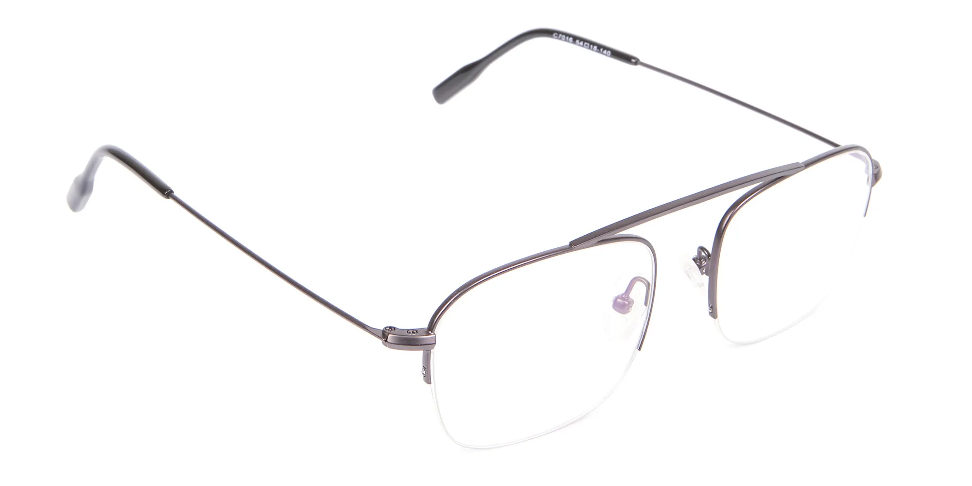 Gunmetal Browbar Half Rim Glasses Online UK-2